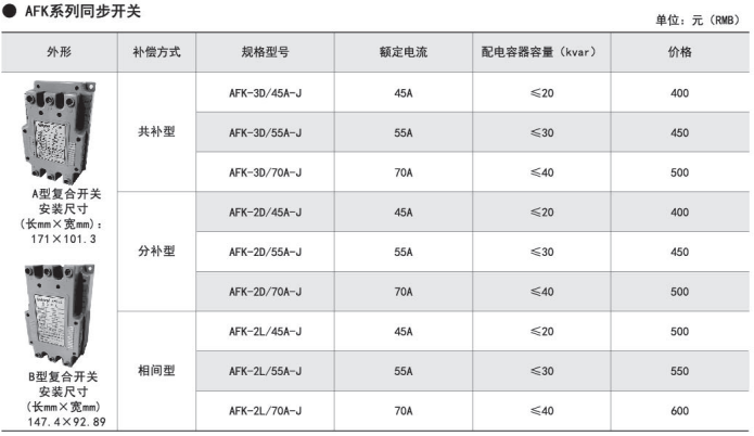 AFK低壓復合開關